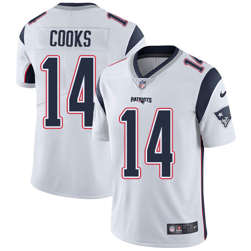 Nike Patriots #14 Brandin Cooks White Men's Stitched NFL Vapor Untouchable Limited Jersey - Click Image to Close